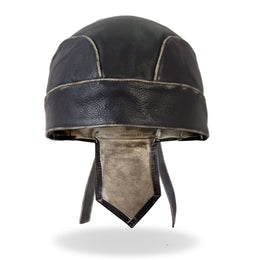 Hot Leathers Black With Gray Rub-Off Seam Medium Weight Leather Headwrap HWL1009