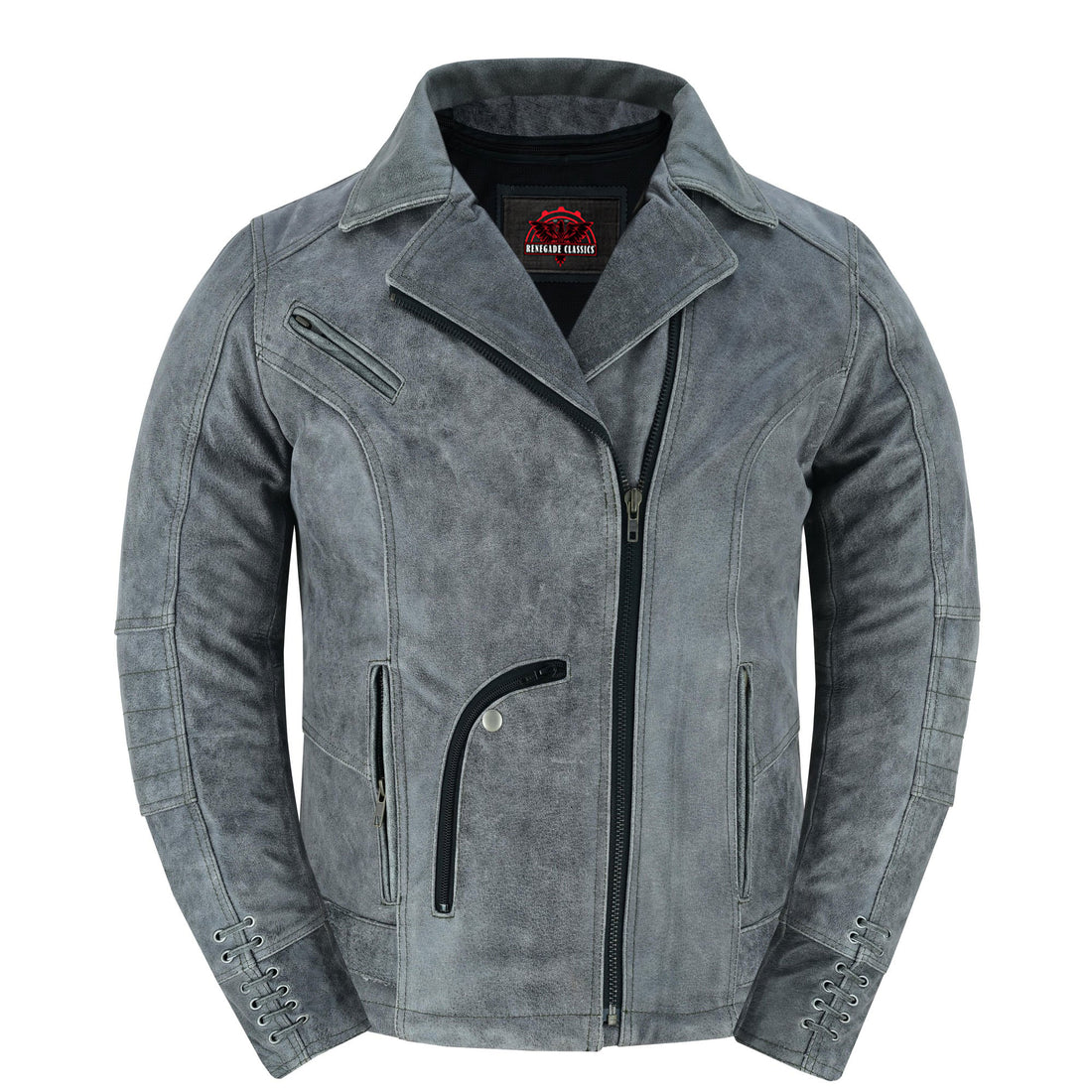 Frost Fury Women's  Leather  Biker Jacket – Gray