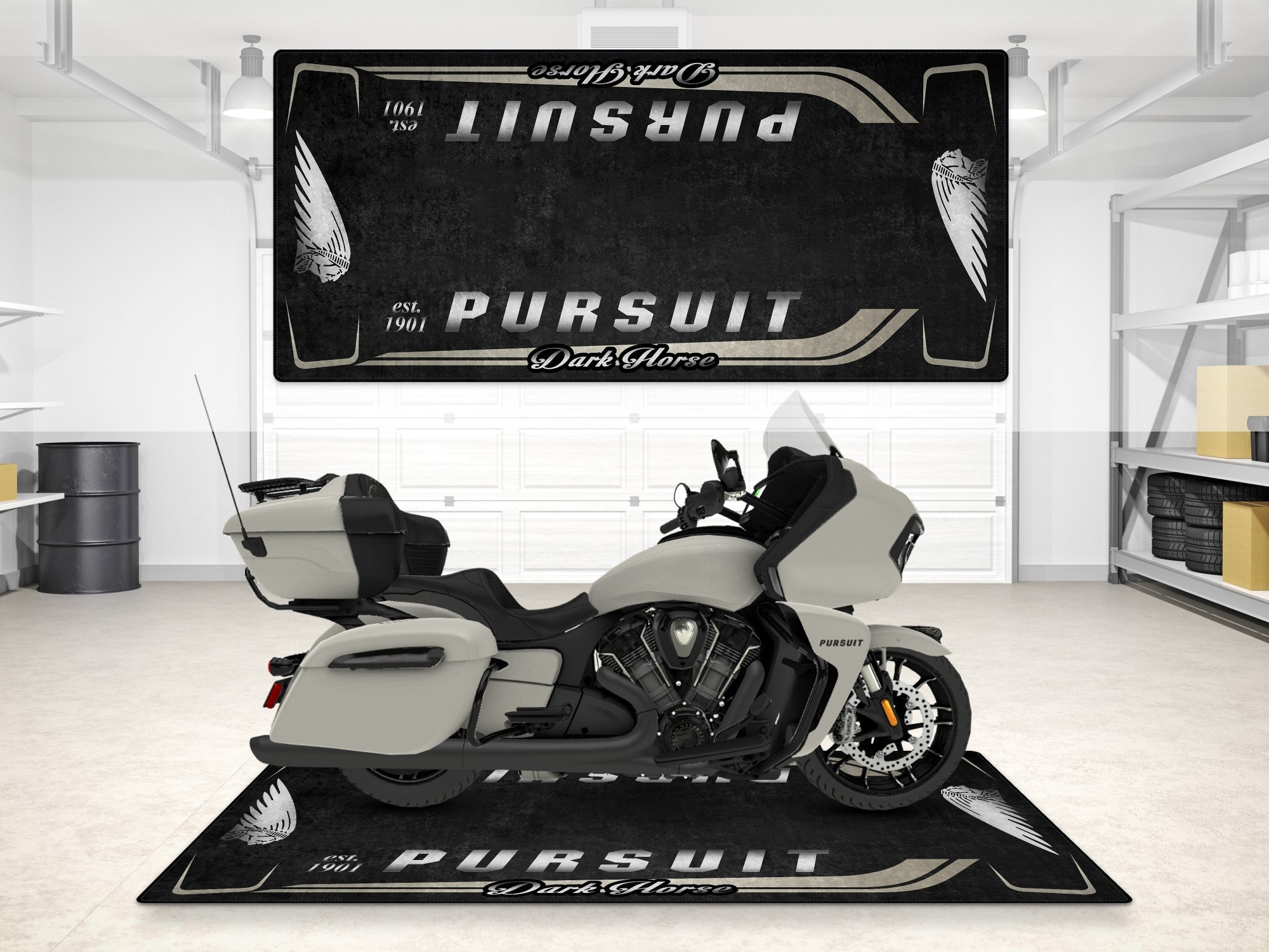 Designed Pit Mat for Indian Pursuit Dark Horse Motorcycle - MM7339