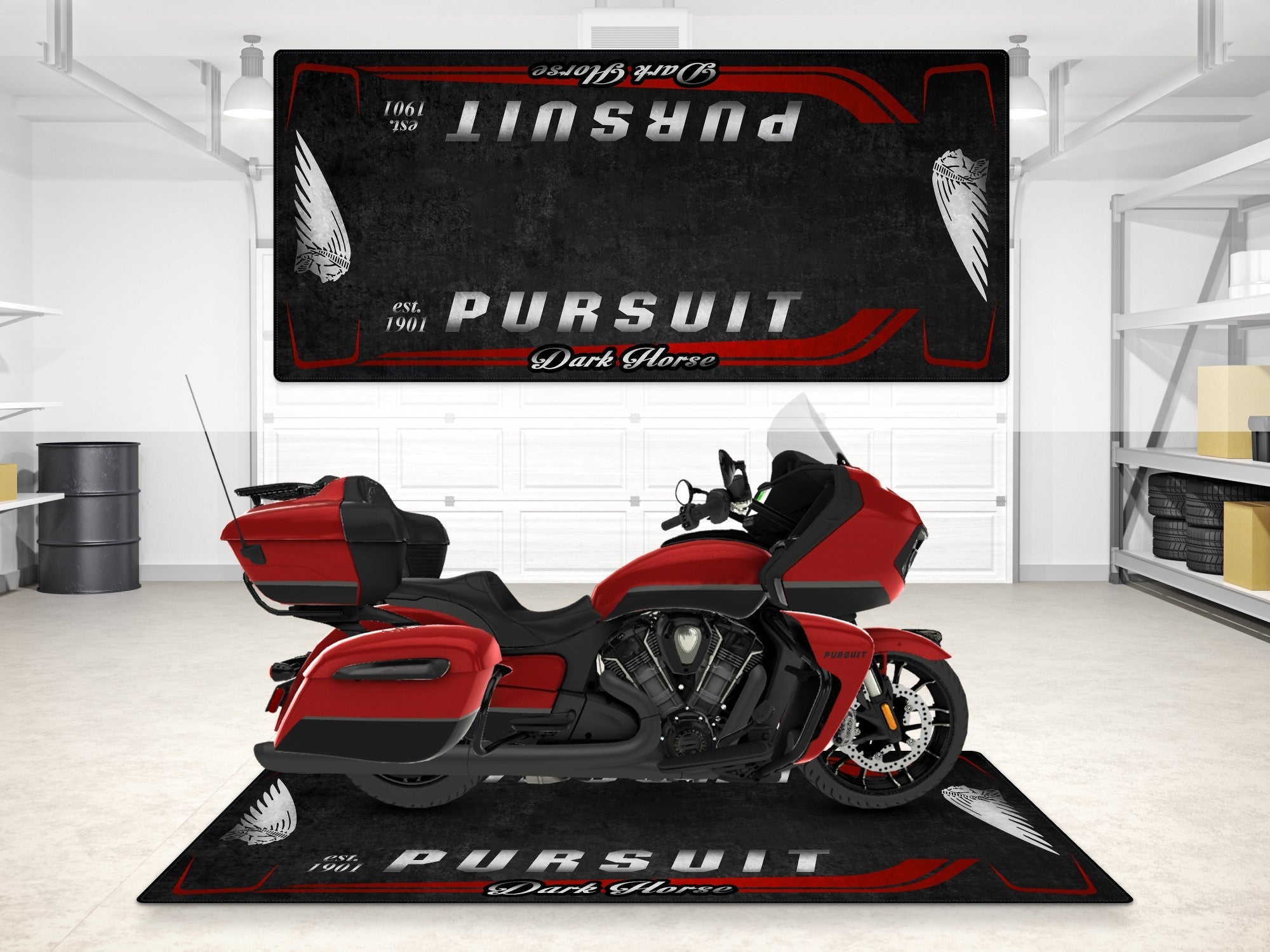 Designed Pit Mat for Indian Pursuit Dark Horse Motorcycle - MM7339