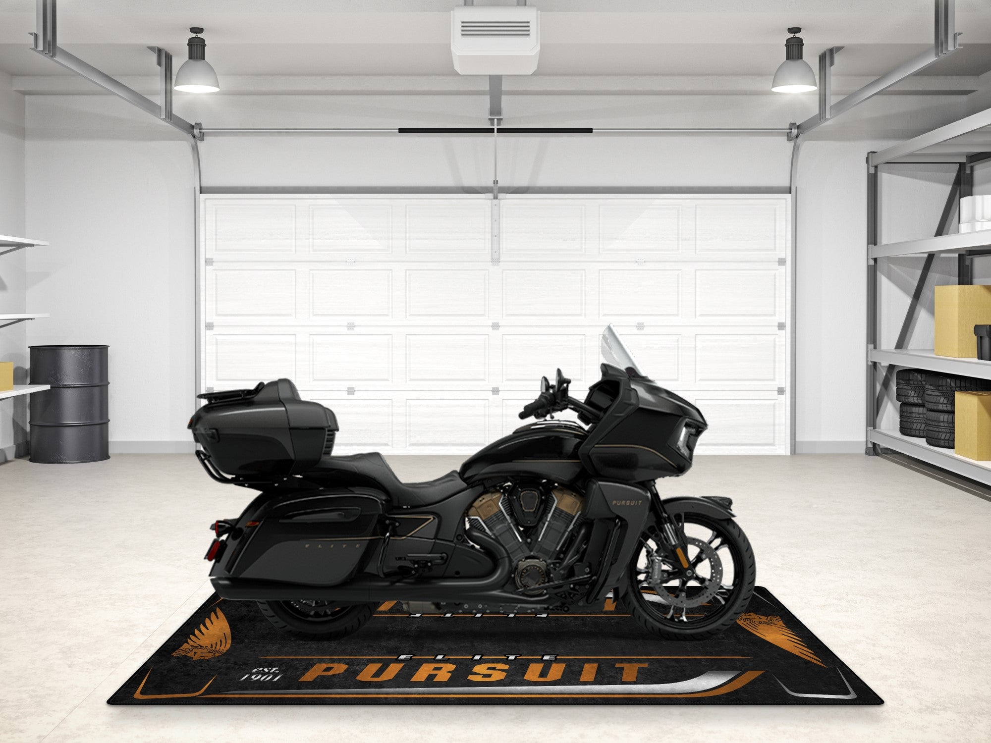 Designed Pit Mat for Indian Pursuit Elite Motorcycle - MM734