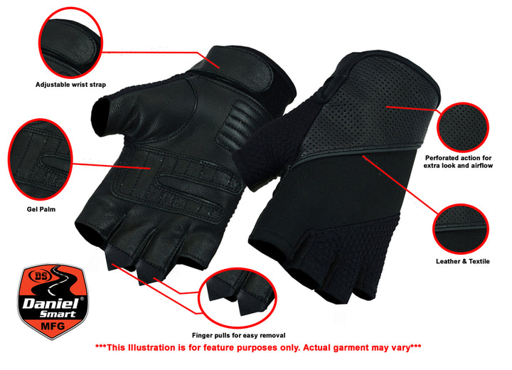 RoadFlex Men's Leather/ Textile Fingerless Gloves