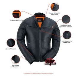 GlideStar Men's Leather Motorcycle Jacket