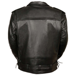 Milwaukee Leather LKM1775 Men's Black Leather Vintage Brando Style Motorcycle Riders Jacket with Side Laces