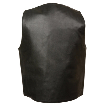 Milwaukee Leather LKM3700 Men's Classic Black Leather Motorcycle Rider Vest w/ Buffalo Nickel Snaps Closure