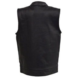 Milwaukee Leather LKY3850 Youth Size Black Leather Open Neck Club Style Motorcycle Riders Vest