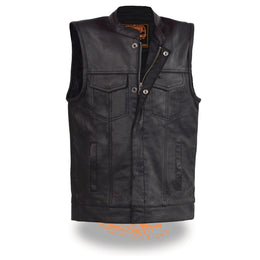 Milwaukee Leather LKY3850 Youth Size Black Leather Open Neck Club Style Motorcycle Riders Vest