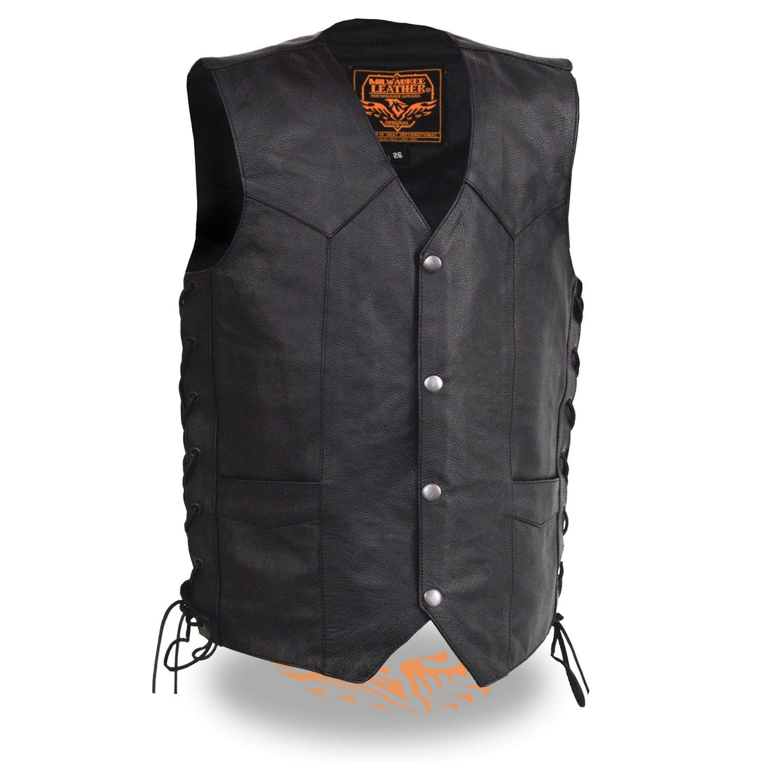 Milwaukee Leather LKY3860 Youth Size Black Leather Motorcycle Riders Vest w/ Side Lace