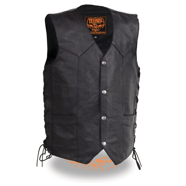 Milwaukee Leather LKY3860 Youth Size Black Leather Motorcycle Riders Vest w/ Side Lace