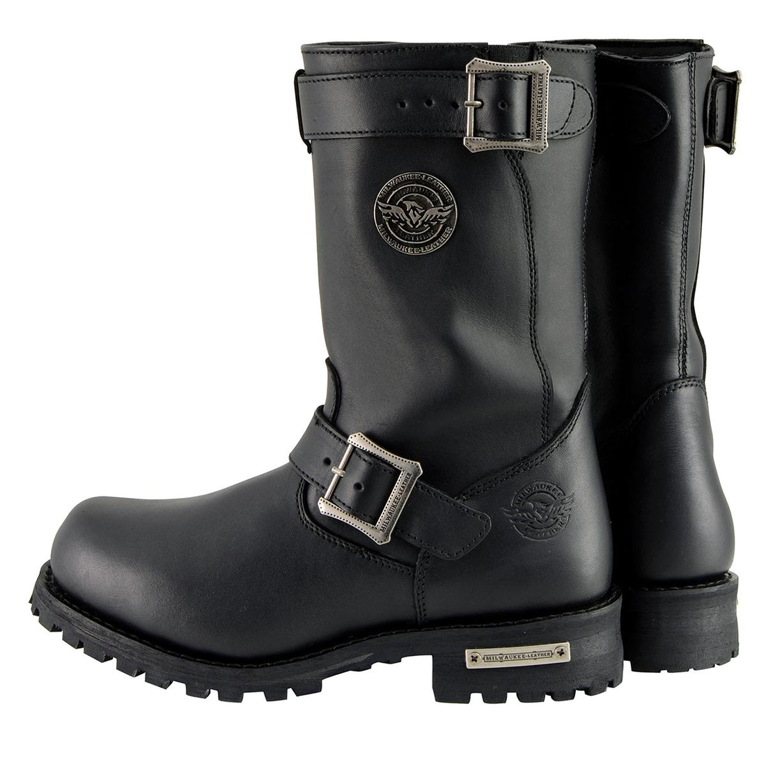Milwaukee Leather Men's Black Leather Wide-Width 11-Inch Classic Engineer Motorcycle Boots MBM9020W