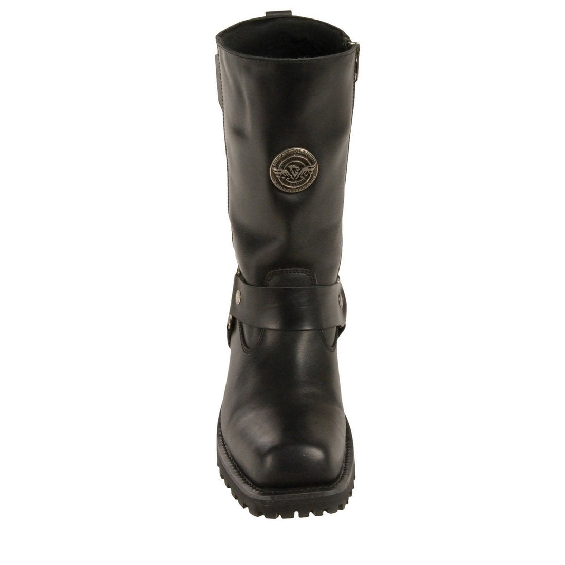 Milwaukee Leather MBM9060W Men's Black Wide-Width 11-inch Classic Harness Square Toe Boots