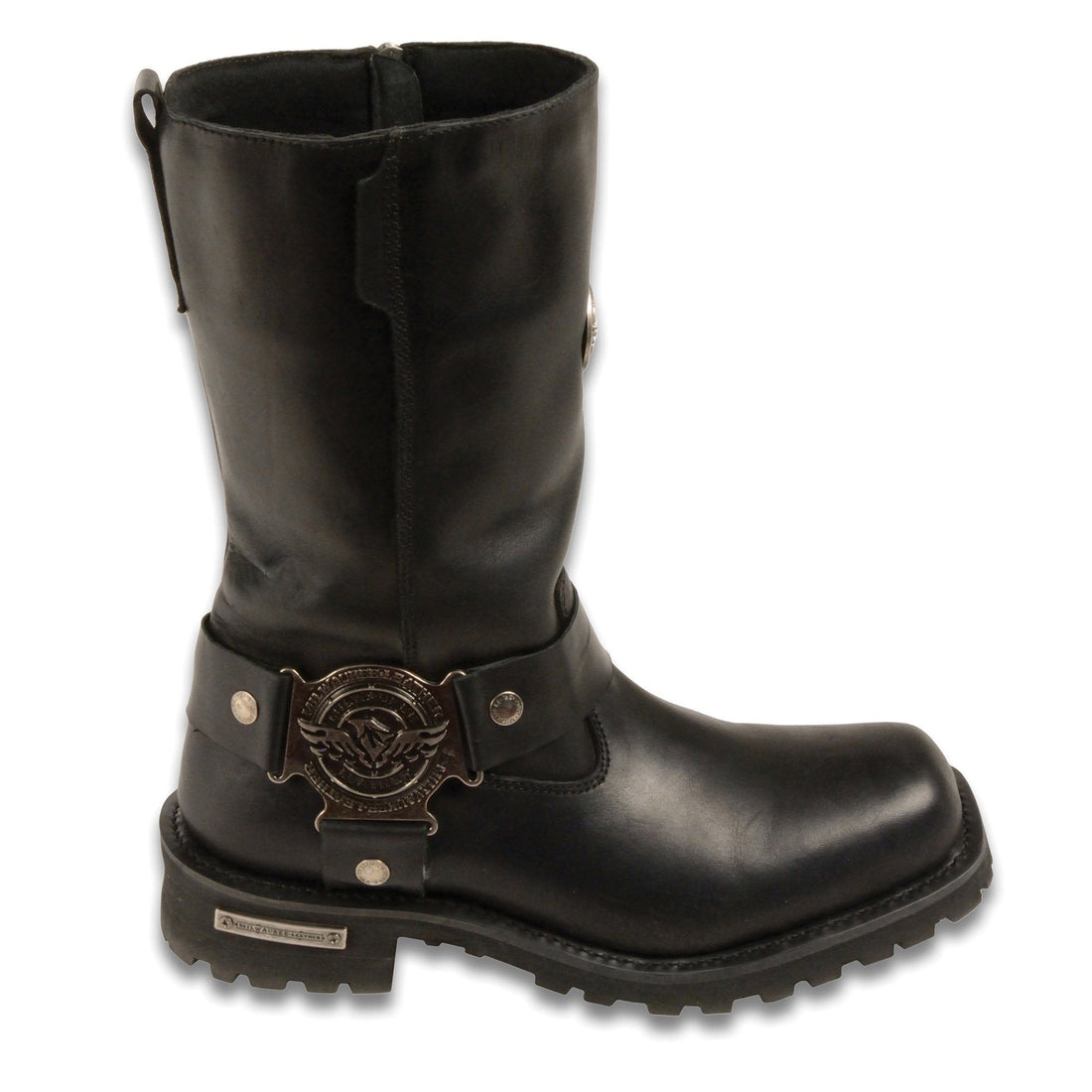 Milwaukee Leather MBM9060W Men's Black Wide-Width 11-inch Classic Harness Square Toe Boots
