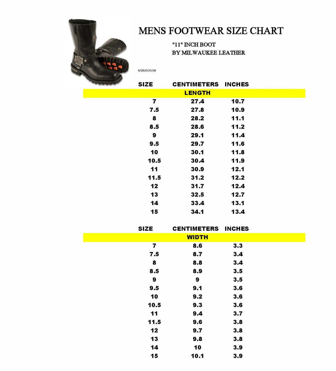 Milwaukee Leather MBM9060W Men's Black Wide-Width 11-inch Classic Harness Square Toe Boots