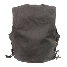 Milwaukee Leather MDK3900 Kids Classic Black Denim Side Lace Vest