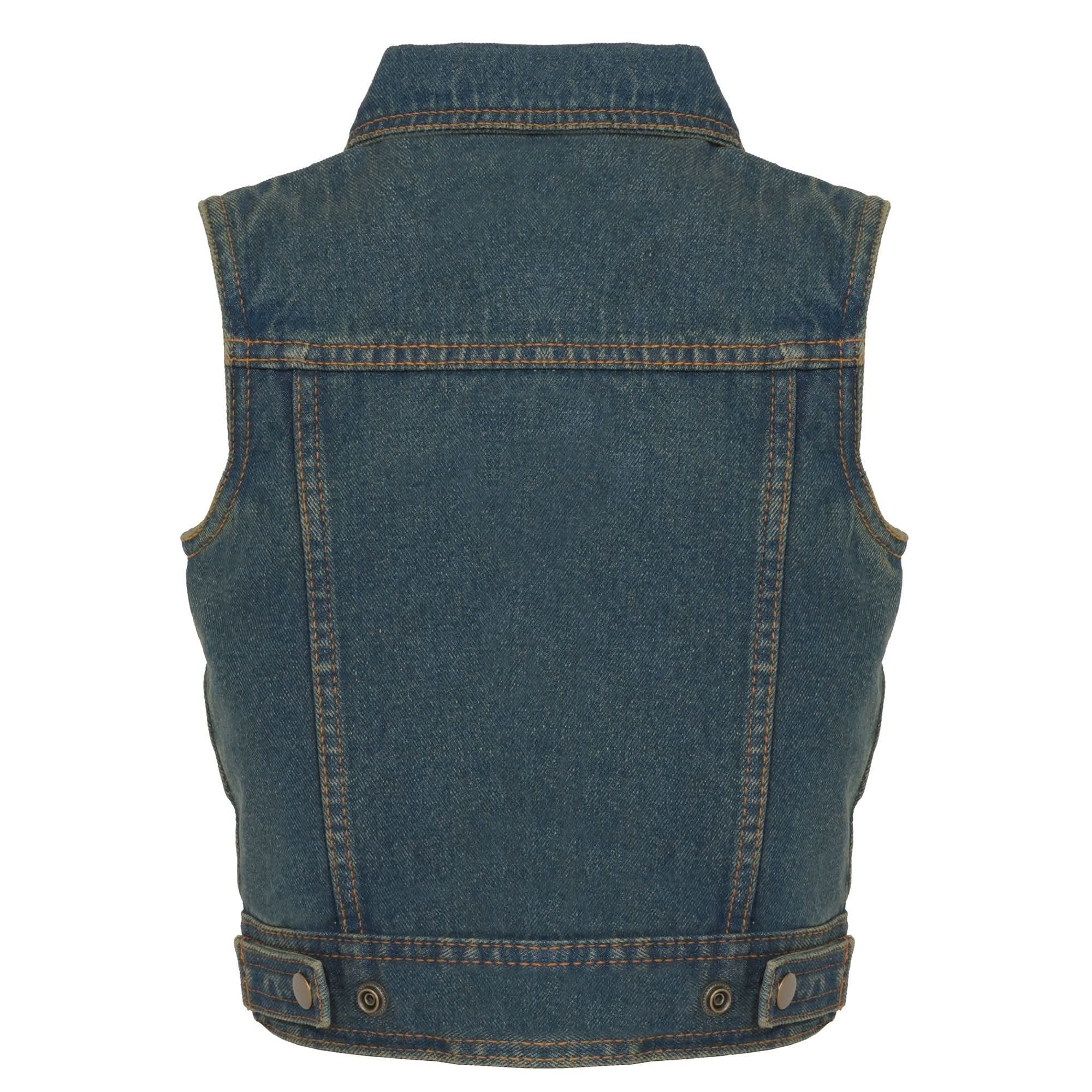 Milwaukee Leather MDK3910 Blue Unisex-Child Kids Denim Snap Front Vest with Shirt Style Collar