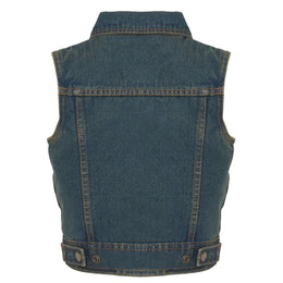 Milwaukee Leather MDK3910 Blue Unisex-Child Kids Denim Snap Front Vest with Shirt Style Collar