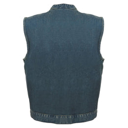 Milwaukee Leather MDM3000 Men's 'Brute' Concealed Snap Black Denim Club Style Vest w/ Hidden Zipper