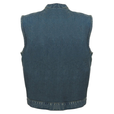 Milwaukee Leather MDM3000 Men's 'Brute' Concealed Snap Black Denim Club Style Vest w/ Hidden Zipper