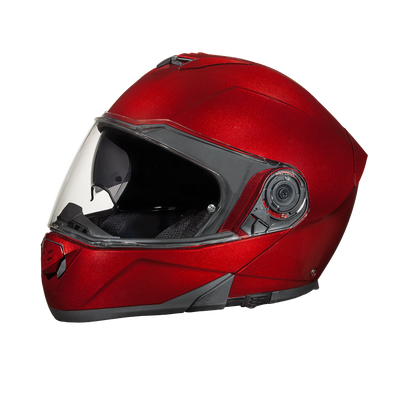 Daytona Glide Modular Motorcycle Helmet - DOT Approved, Bluetooth Ready, Dual Visor, Men/Women/Youth - Black Cherry