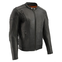 Milwaukee Leather ML1010 Men's Side Lace Vented Black Leather Scooter Jacket