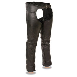 Milwaukee Leather Chaps for Men's Black Thick Braided Premium Leather Motorcycle Chaps w/ Front Coin Pocket-ML1135
