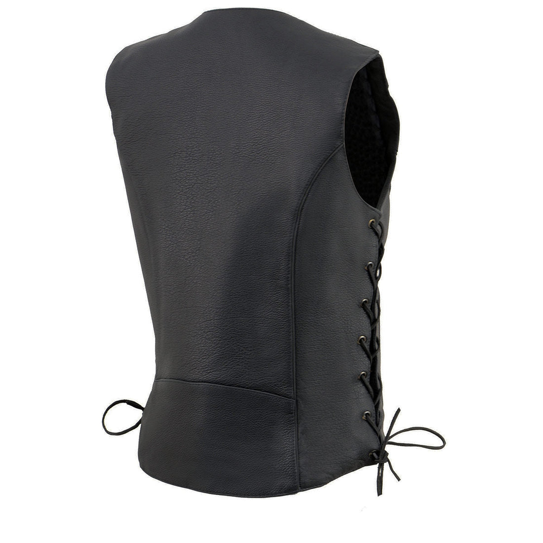 Milwaukee Leather ML1296 Women's Black Leather Side Laced Motorcycle Vest w/ Reflective Tribal