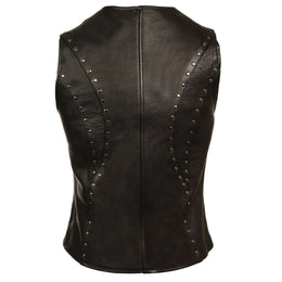 Milwaukee Leather ML2078 Women's Black Premium Leather Motorcycle Rider Vest w/ Studding Detail
