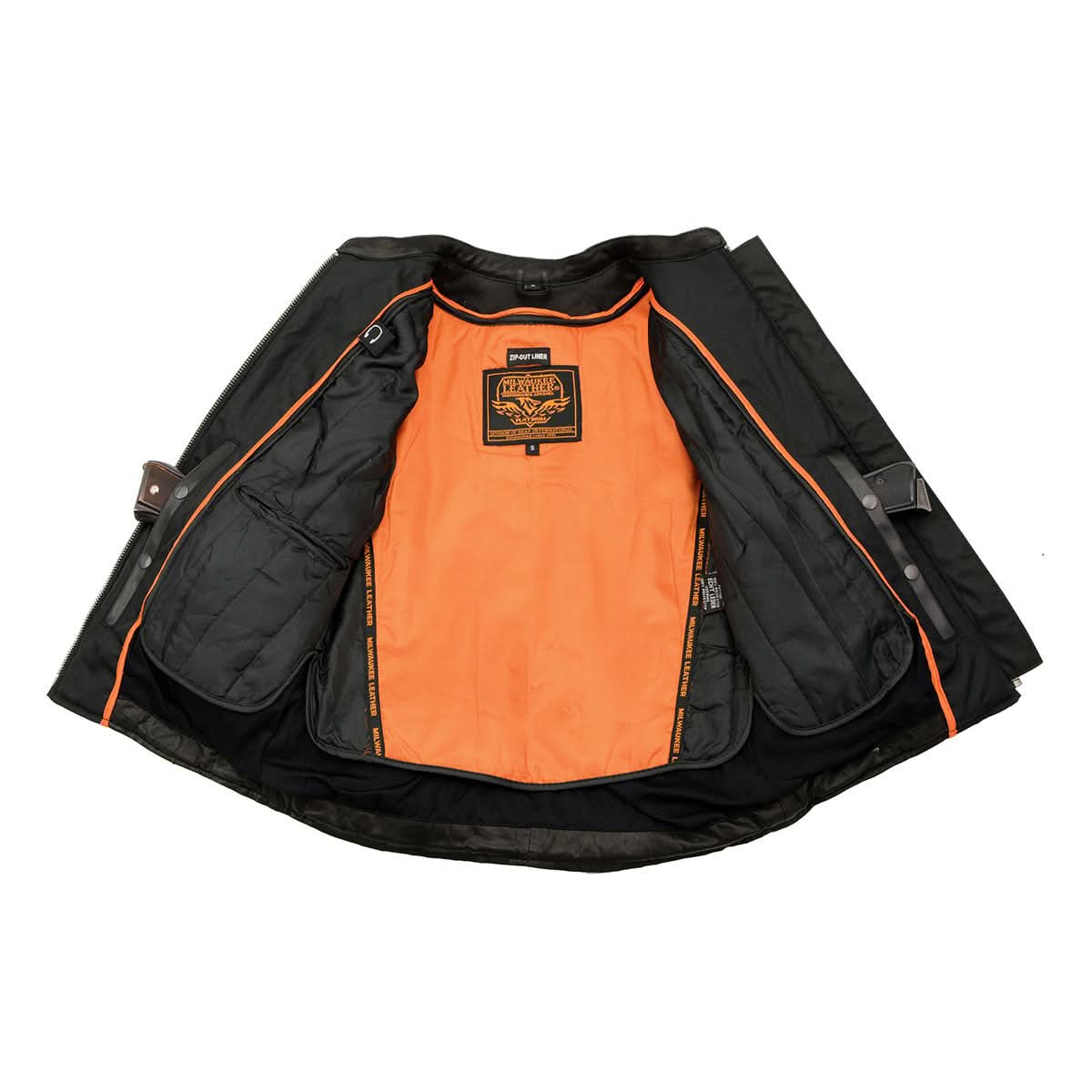 Milwaukee Leather MLL2571 Womens Black and Pink 'Crinkled Arm' Lightweight Racer Jacket