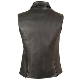Milwaukee Leather MLL4520 Women’s Black Shirt Collar Motorcycle Rider Vest w/ 4 Front Lower Pockets