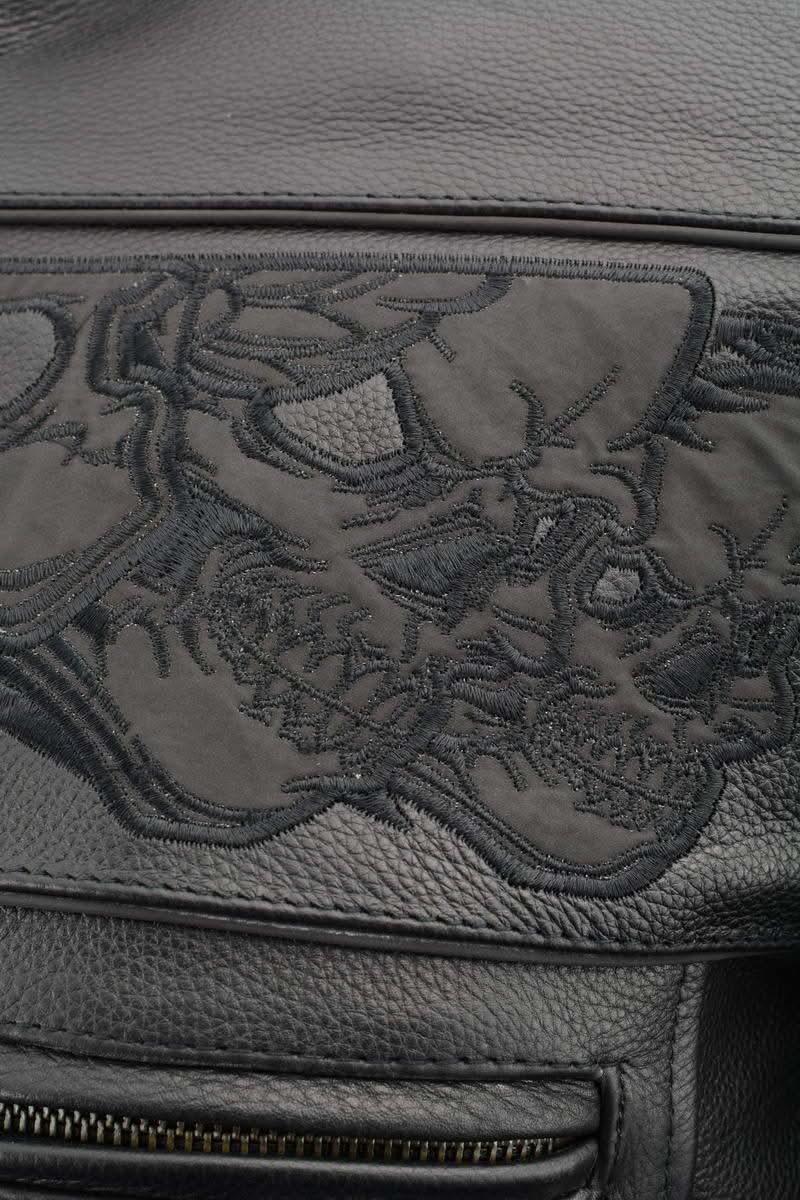 Milwaukee Leather MLM1501 Men's Reflective Skulls Premium Black Leather Motorcycle Jacket w/ Cool-Tec Treatement