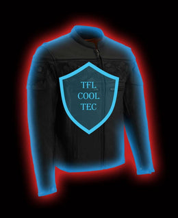 Milwaukee Leather MLM1501 Men's Reflective Skulls Premium Black Leather Motorcycle Jacket w/ Cool-Tec Treatement