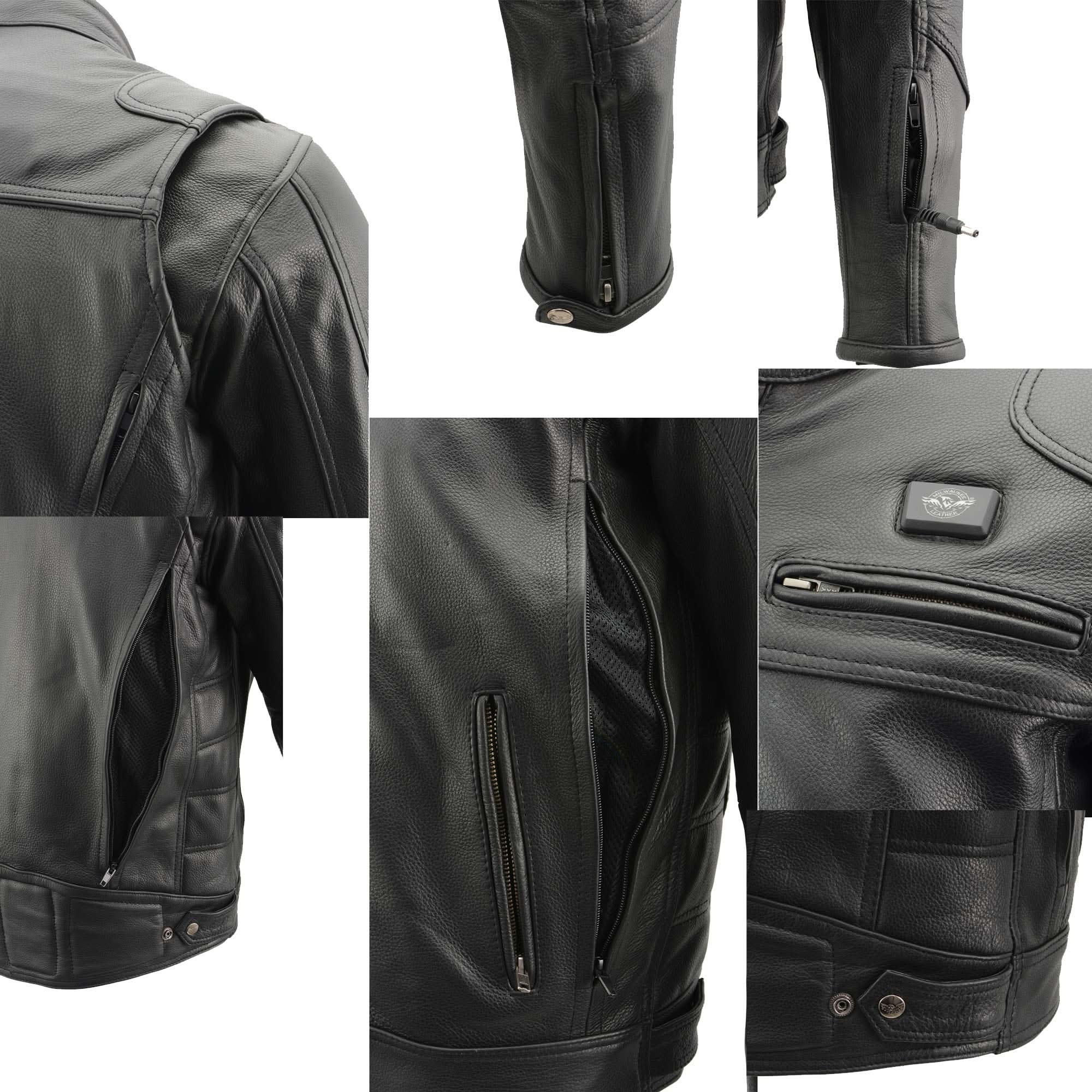 Milwaukee Leather MLM1526 Men's Stay Cool Black Premium Leather Sporty Motorcycle Jacket w/ Cool-Tec Leather Treatement