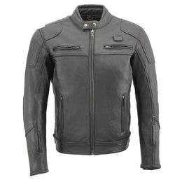 Milwaukee Leather MLM1526 Men's Stay Cool Black Premium Leather Sporty Motorcycle Jacket w/ Cool-Tec Leather Treatement