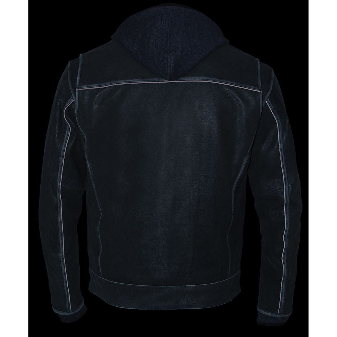 Milwaukee Leather MLM1539 Men's Distressed Grey Leather ‘Utility Pocket’ Vented Jacket with Removable Hoodie