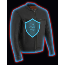 Milwaukee Leather MLM1551 Men's Black Lightweight Premium Leather Motorcycle Jacket w/ Cool-Tec Leather Treatement