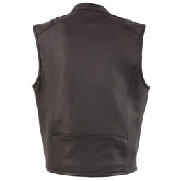 Milwaukee Leather MLM3502 Men's Black Premium Leather Motorcycle Rider Vest with Cool-Tec Leather Treatment Tech