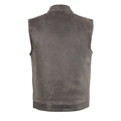 Milwaukee Leather MLM3513 Men's Premium Leather Club-Style Motorcycle Vest w/ Snaps and Zipper Closure