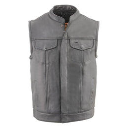 Milwaukee Leather Men's MLM3514 Black Premium Dual Closure Club Style Motorcycle Vest w/ Cool-Tec Leather Treatment