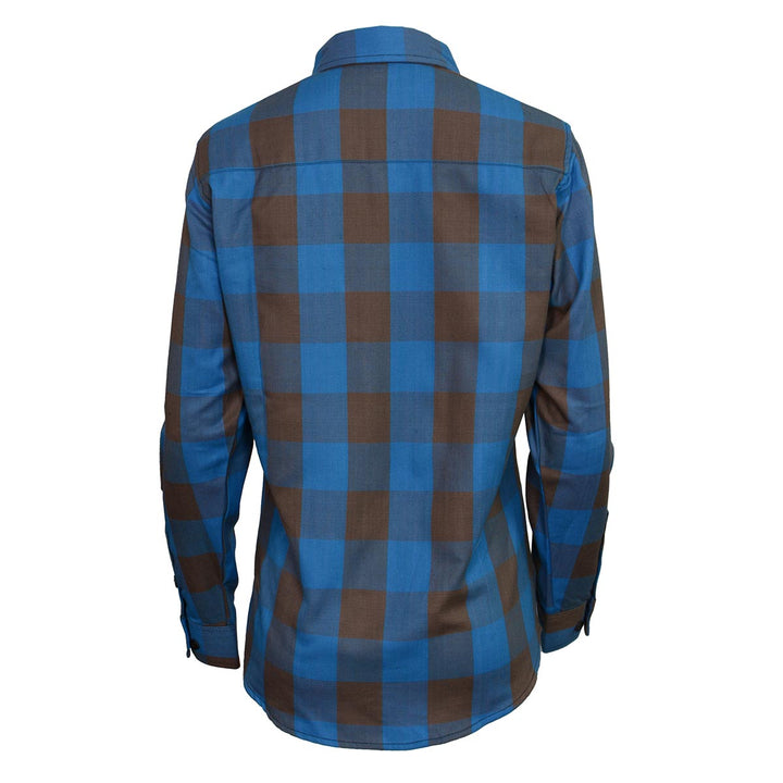 Milwaukee Leather MNG21618 Women's Brown and Aqua Long Sleeve Cotton Flannel Shirt