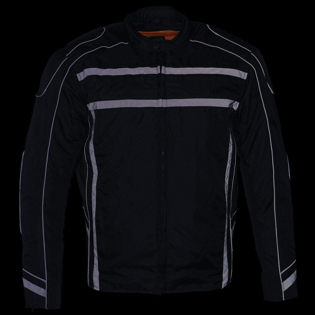 Milwaukee Leather MPM1740 Men's Black Vented Textile Jacket with Reflective Stripes