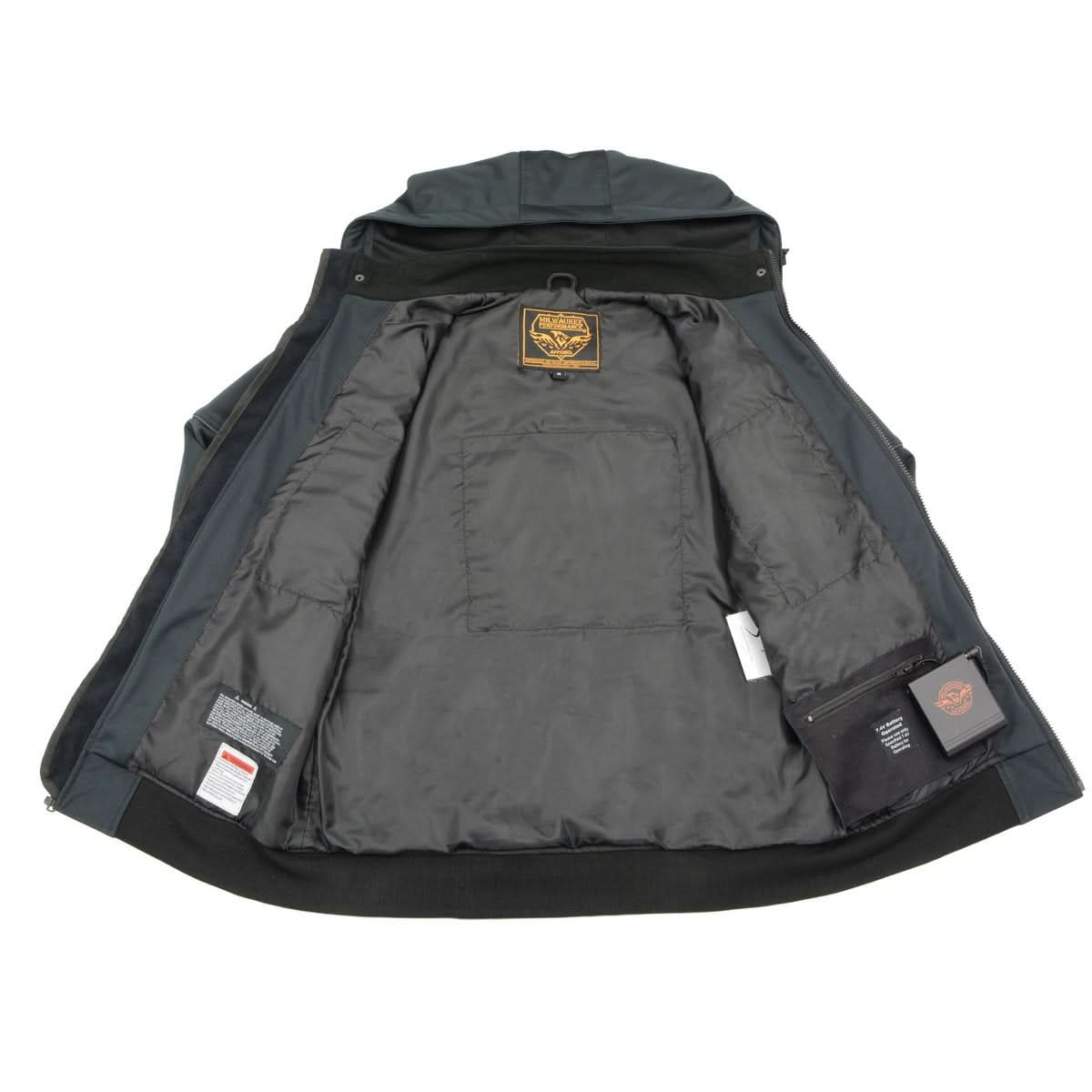 Nexgen Heat MPM1761SET Men’s Black 'Heated' Soft Shell Racing Style Motorcycle Heated Jacket for Riding w/ Battery