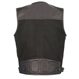 Milwaukee Leather MPM3310 Men's 'Super Utility' Black Leather and Canvas Multi-Pocket Vest
