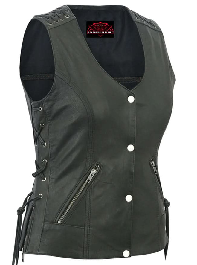 Bellexa Women's leather motorcycle vest