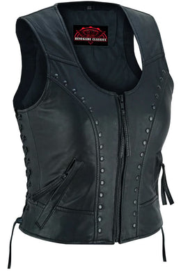 Biker Mommy Women's leather motorcycle vest - Black