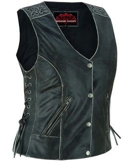 Ellex Women's leather motorcycle vest