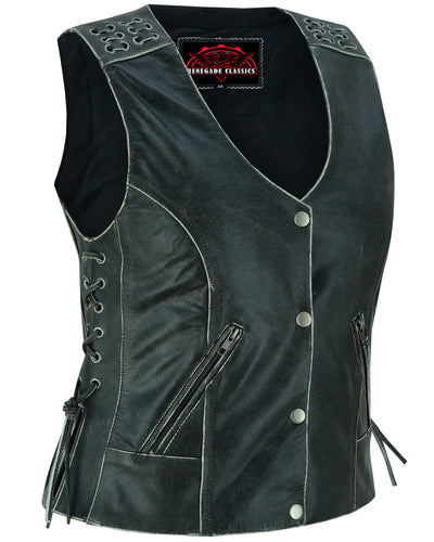 Ellex Women's leather motorcycle vest