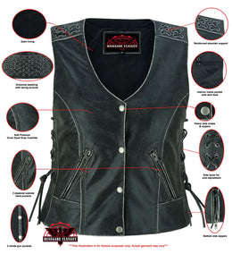 Ellex Women's leather motorcycle vest