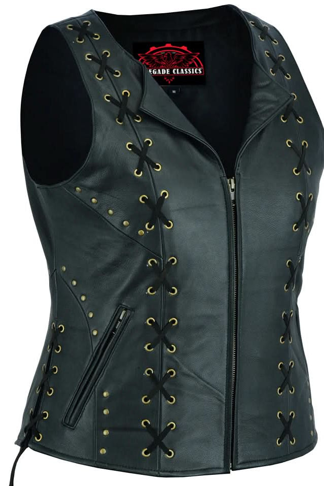 Bellua Women's leather motorcycle vest