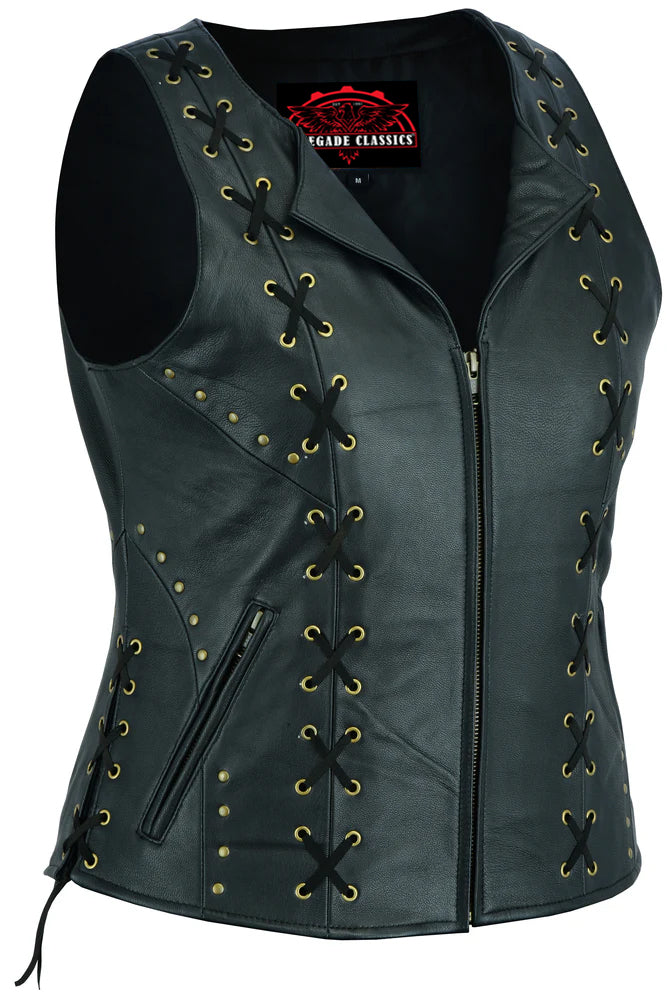 Bellua Women's leather motorcycle vest
