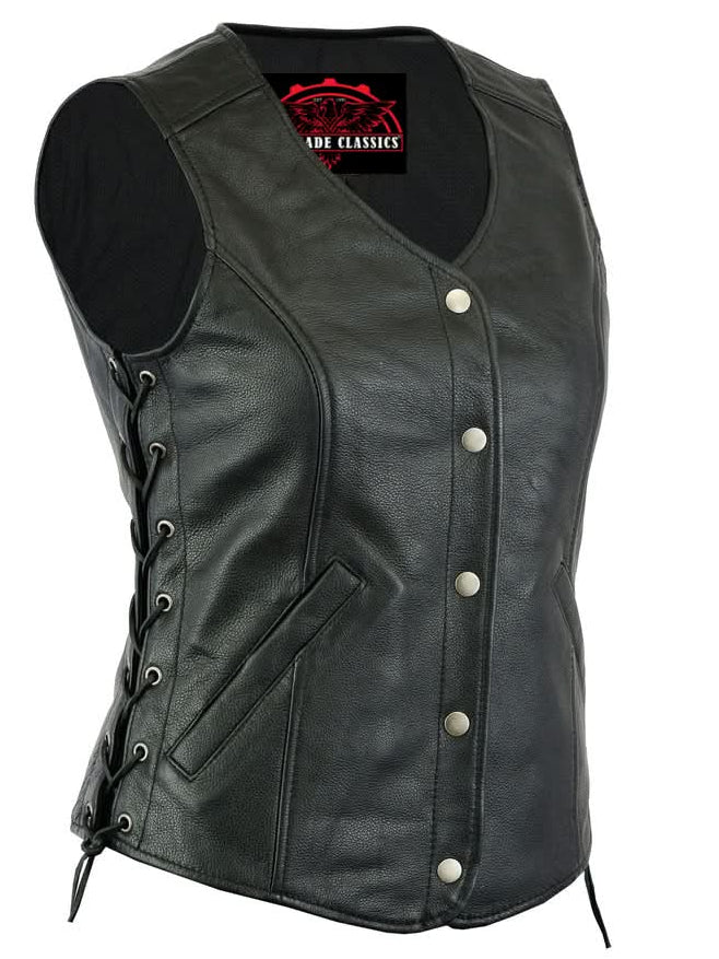 Elevas Women's leather motorcycle vest